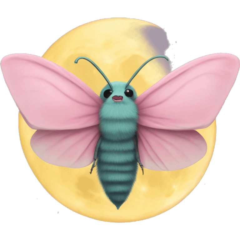 Fluffy Rosy maple moth moon tattoo emoji