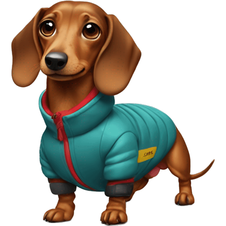 Dachshund wearing Ski suit emoji