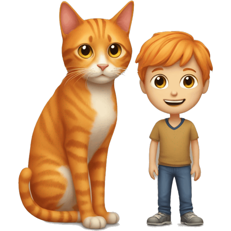 Orange cat and a boy emoji