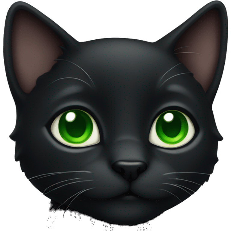 Black cute cat with green eyes emoji