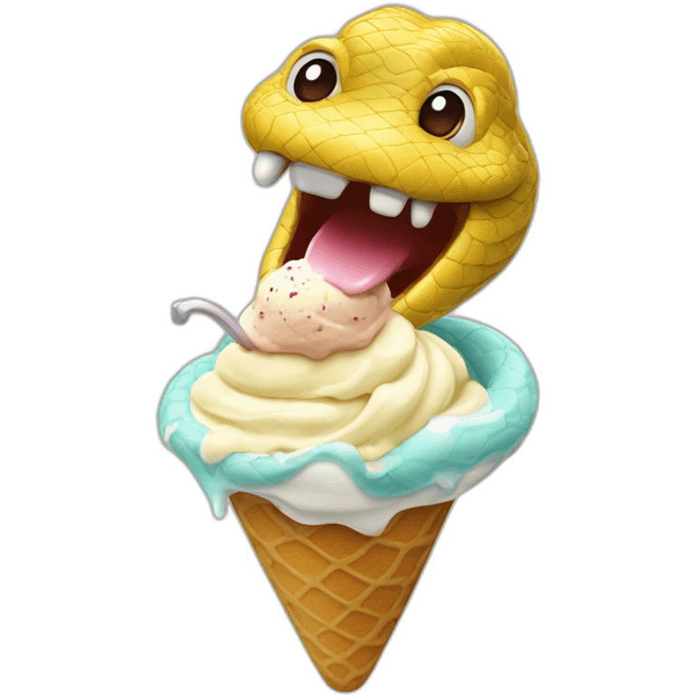 Snake eat ice cream  emoji