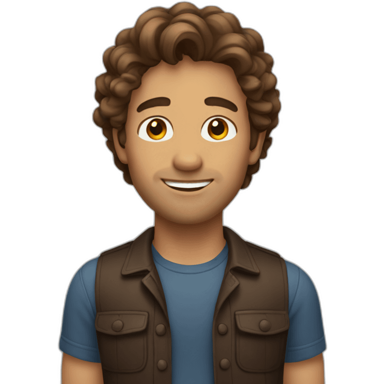 man with brown wavy hair emoji