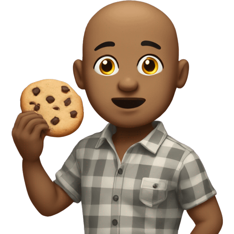 Big bald boy eating Cookie emoji