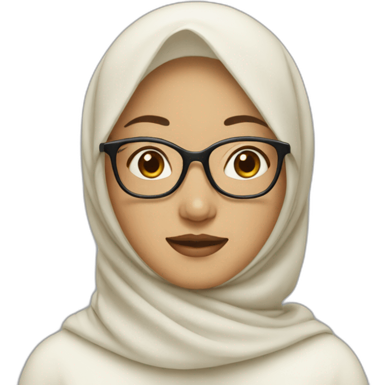 asian woman with cream hijab and glasses emoji