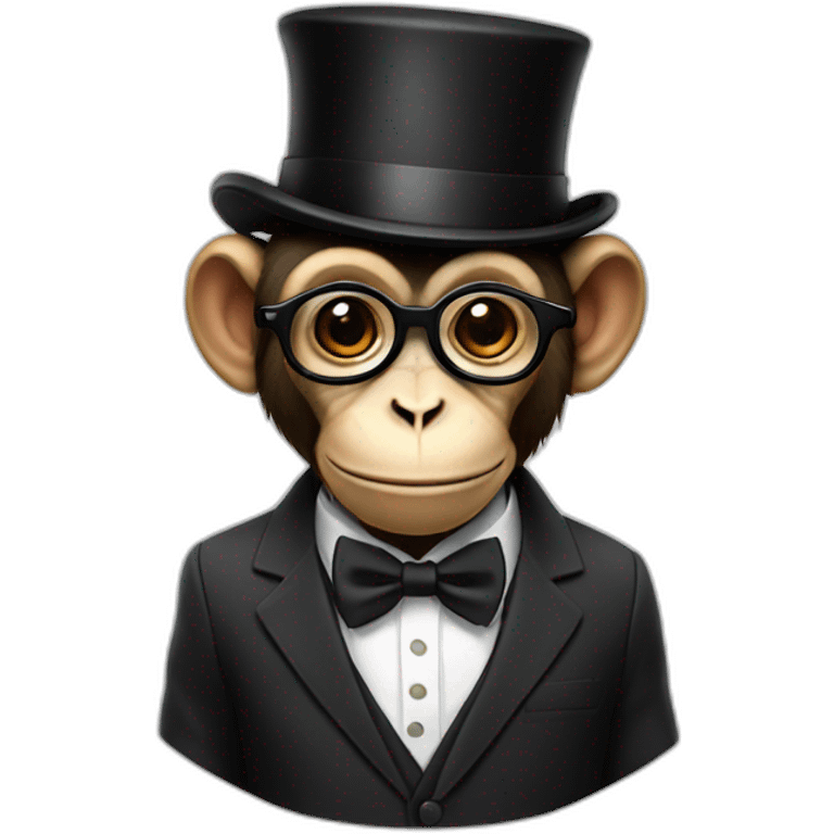 monkey wearing a suit with a top hat and with glasses emoji