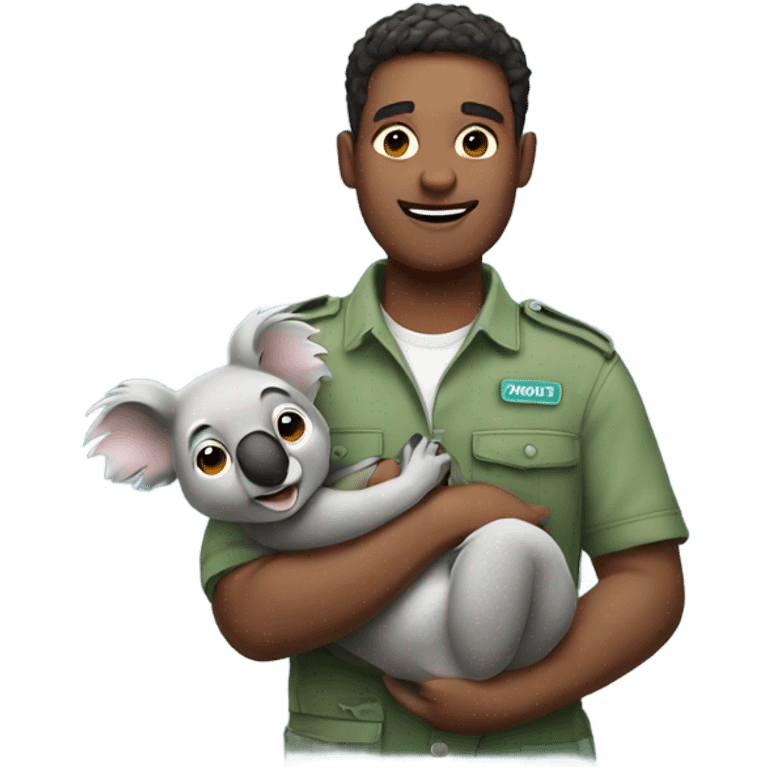 Male zookeeper holding koala emoji