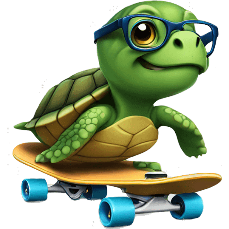 Turtle on a skateboard in glasses  emoji