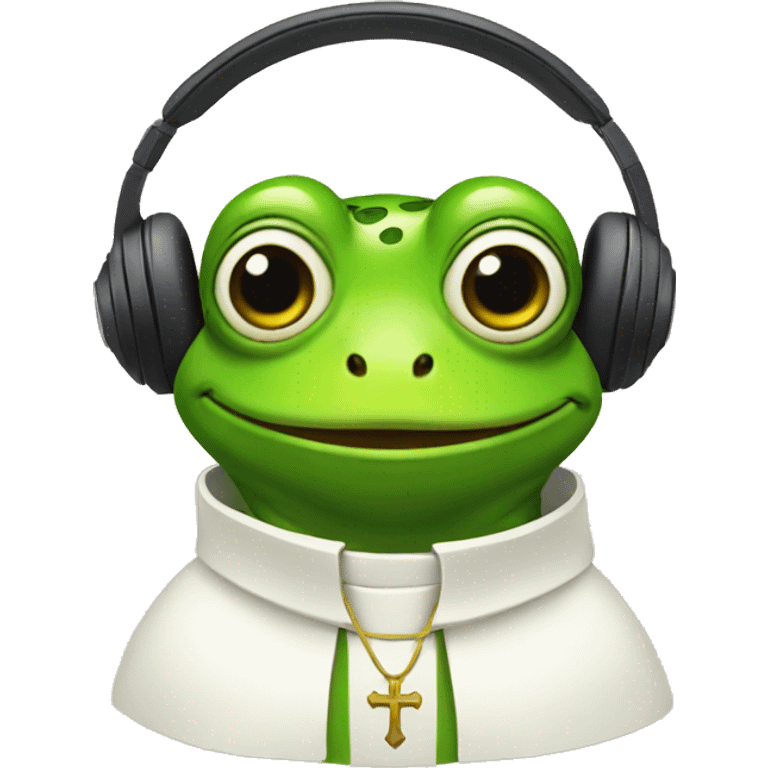 frog wearing headphones dressed as a priest emoji