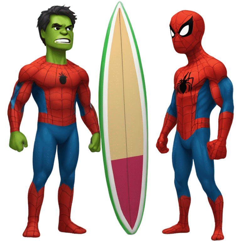 Surfing ironman hulk spiderman emoji