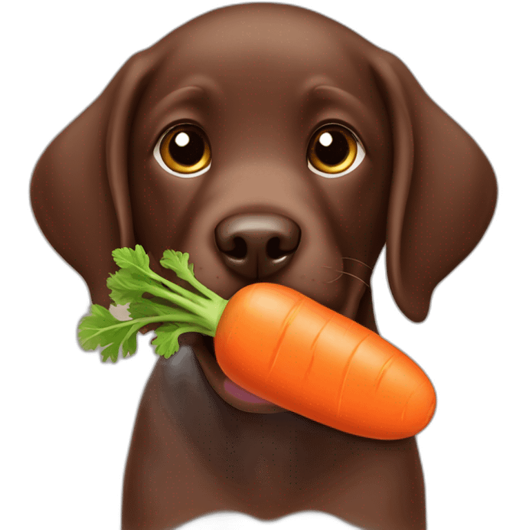 Chocolate labrador puppie eating carrot emoji