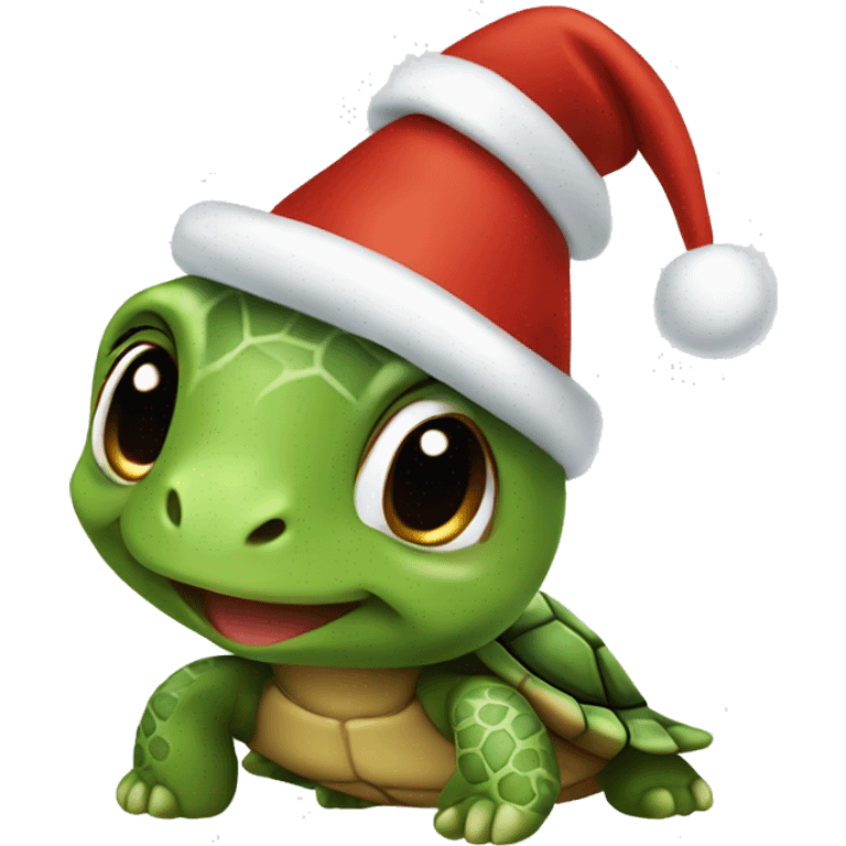 baby turtle with a christmas hat  emoji