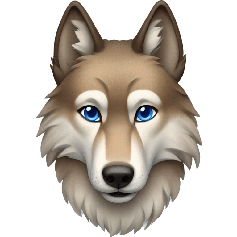 A sable wolf with blue eyes emoji