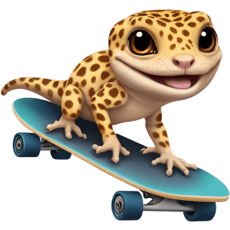 Leopard gecko riding a skateboard   emoji