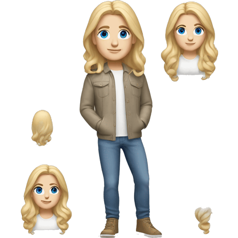 memoji blond hair, blue eyes, man, cool outfit emoji