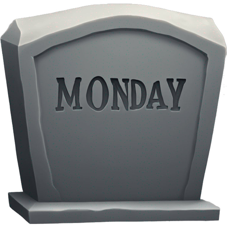 Tombstone that says MONDAY emoji