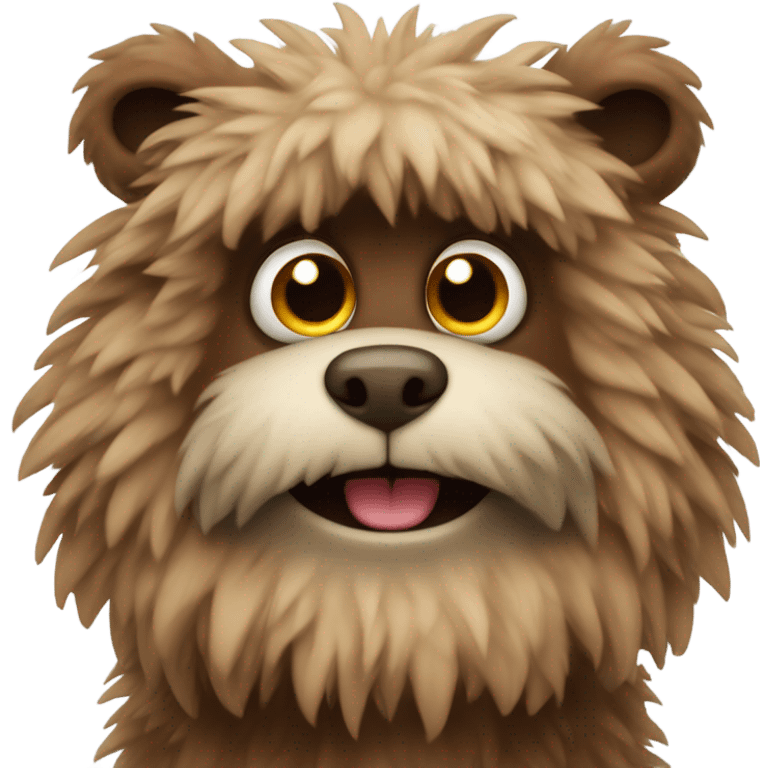 cute fluffy brown monster with round ears  emoji