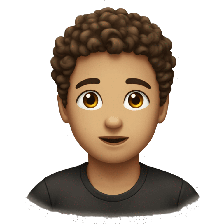 a boy a litel bit fat with brown eyes and with
curls semi blak emoji