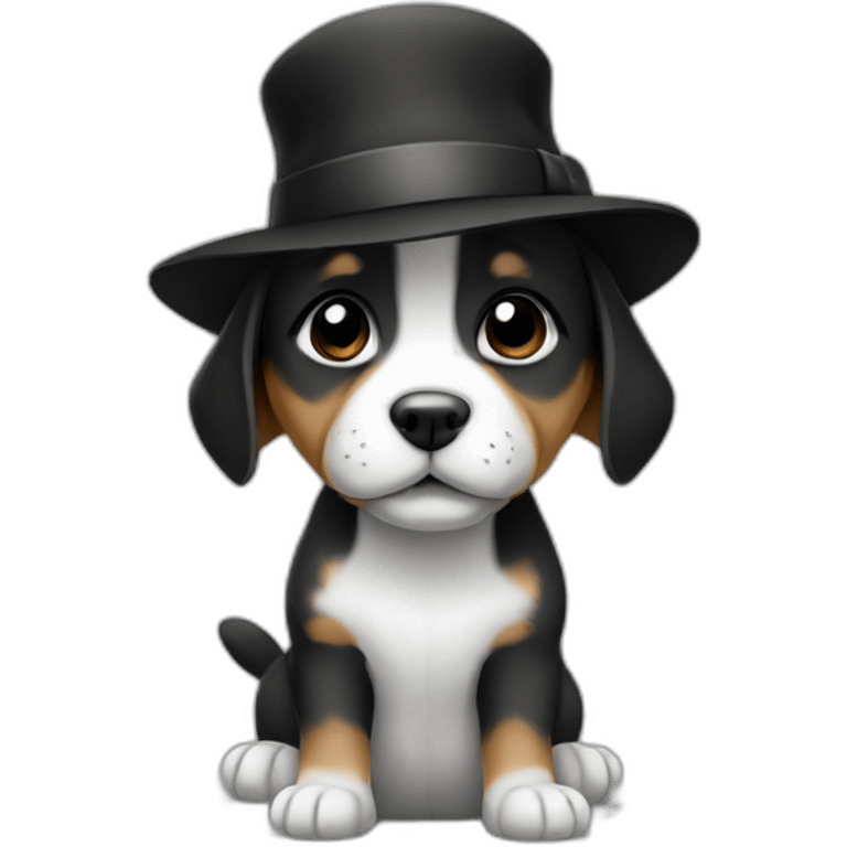 Baby dog with a black hat emoji