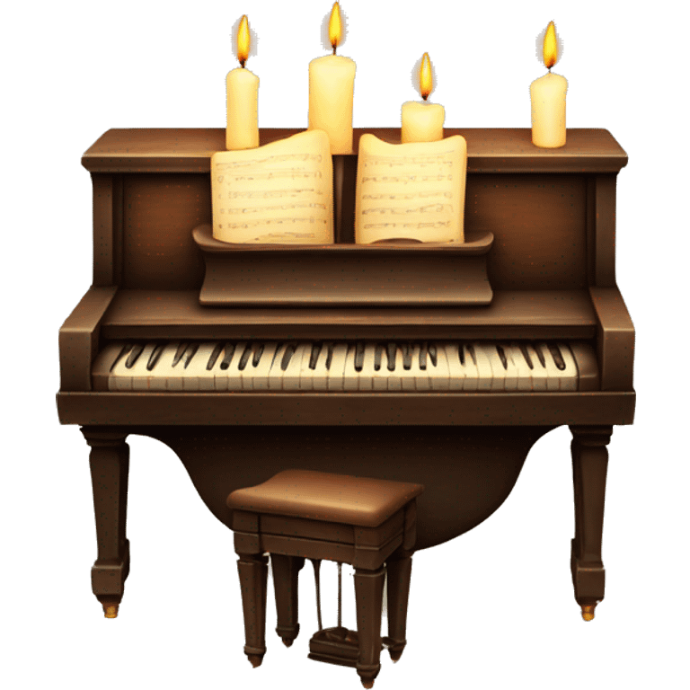 vintage piano with melted candles on top emoji