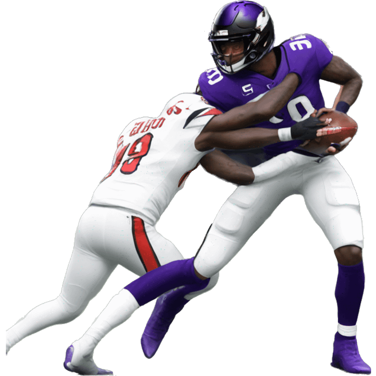 Lamar Jackson stiff arming a player emoji