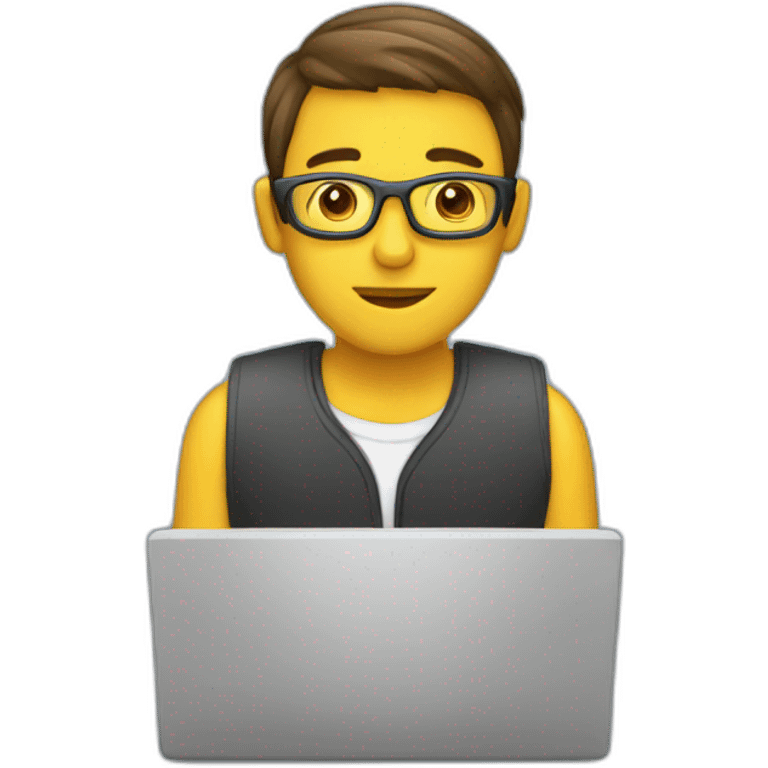 guy working at computer coding emoji