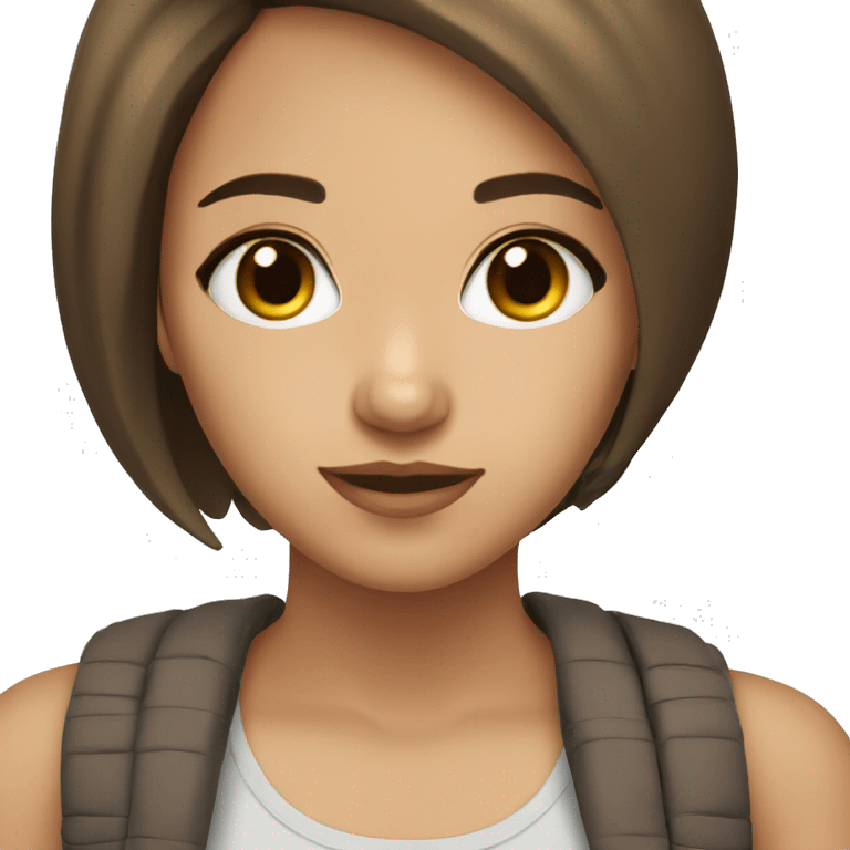 Girl, short brown hair, light skin, brown eyes, long eyelashes  emoji