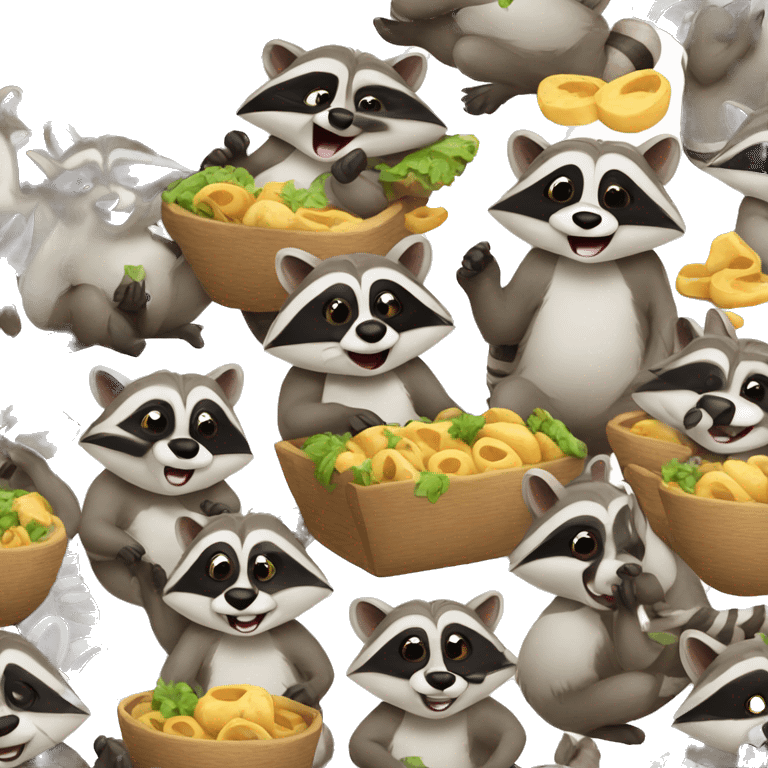 Happy raccoons eating  emoji