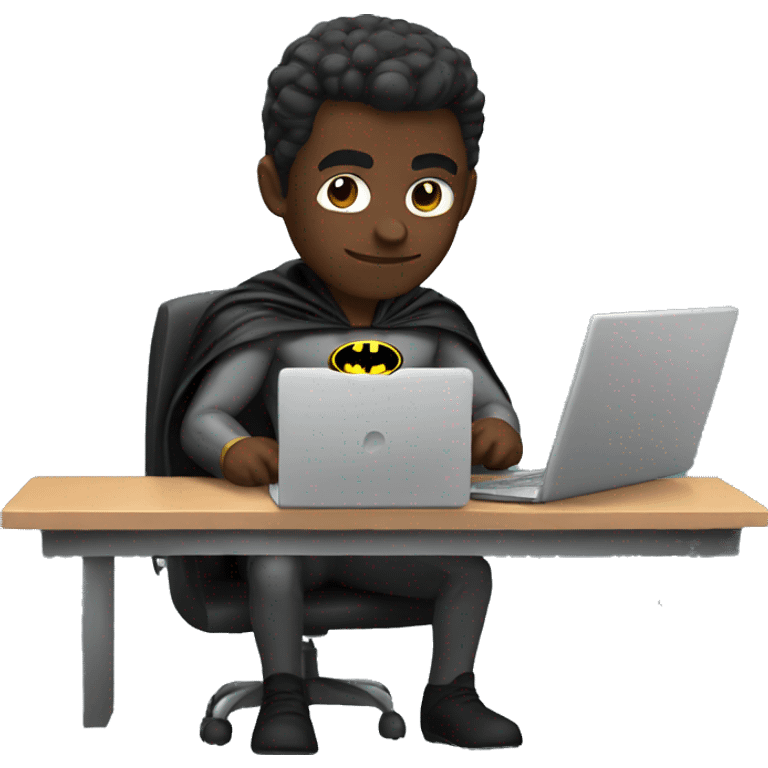 Batman working on a laptop. He is a programmer and has brown skin emoji