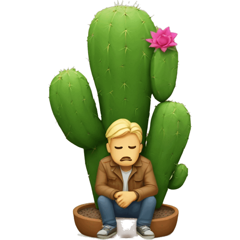 sad man sitting on little cactus emoji