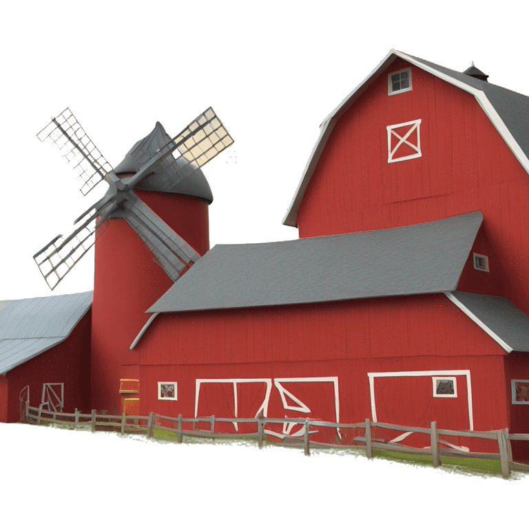 red barn with windmill in center top emoji