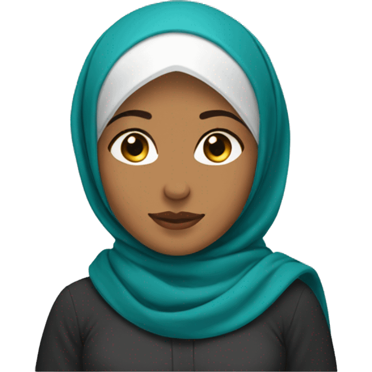 Hijabi wearing loose hijab no neck showing emoji