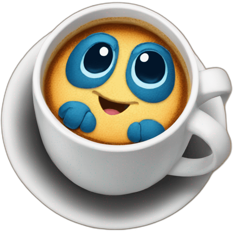 Stich inside a coffee cup emoji