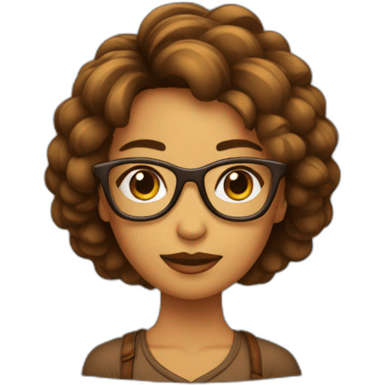  Chica con pelo marron largo y gafas marrones emoji