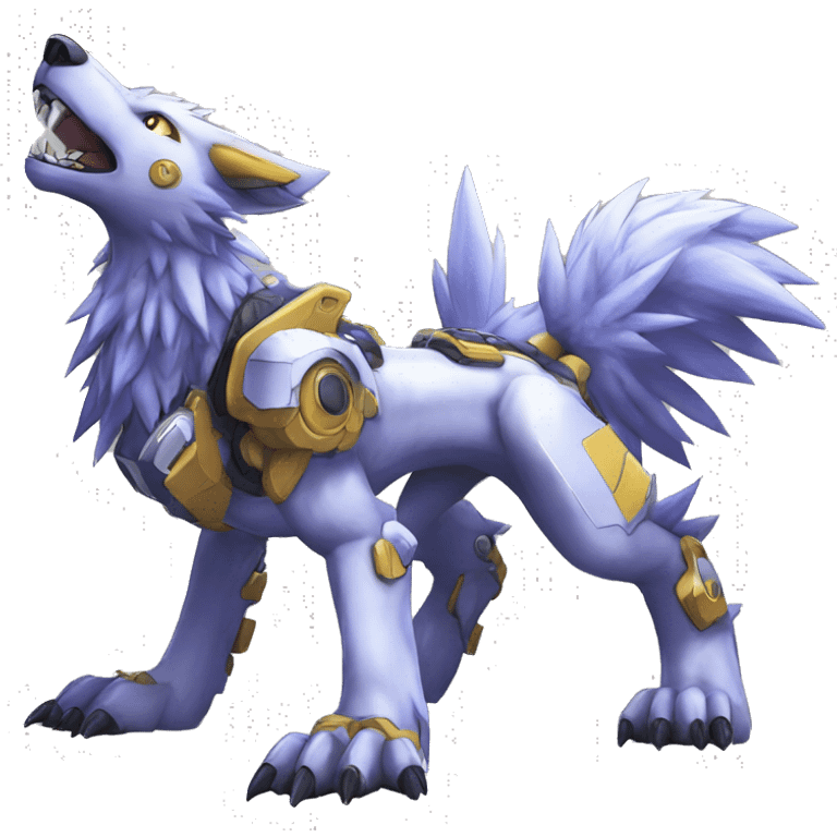  Cool Edgy Digimon-Fakemon-Garurumon-Loogamon-Dorulumon-Wolf full body emoji