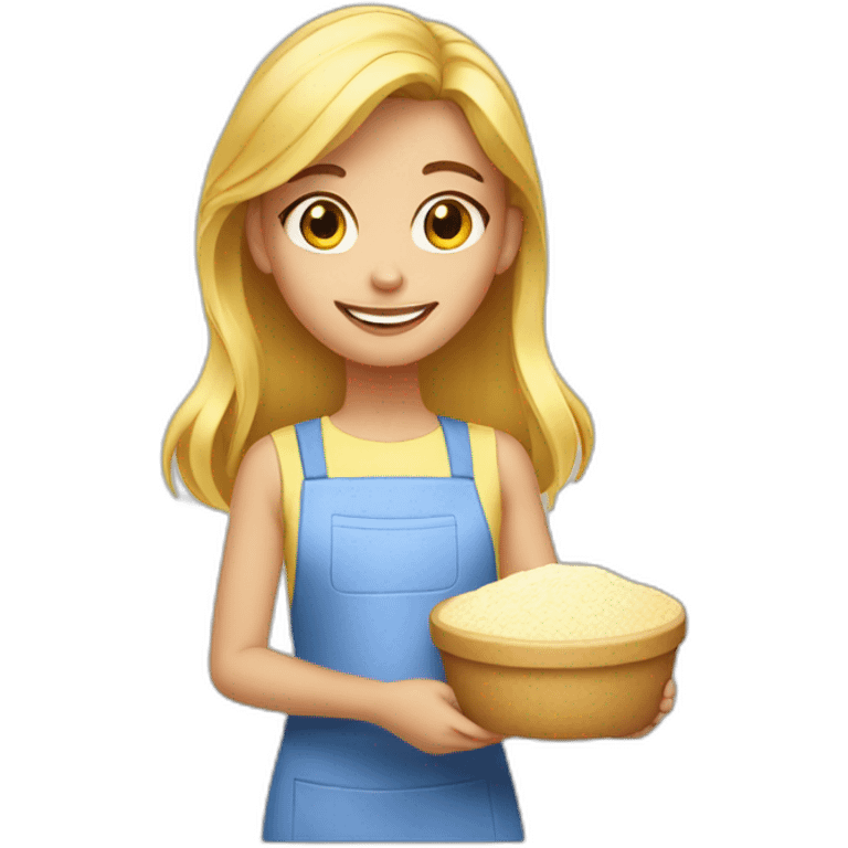 Blond girl with Baking flour emoji