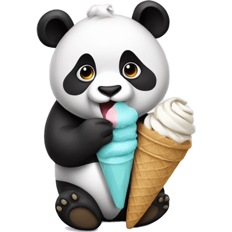 Panda eating ice cream emoji