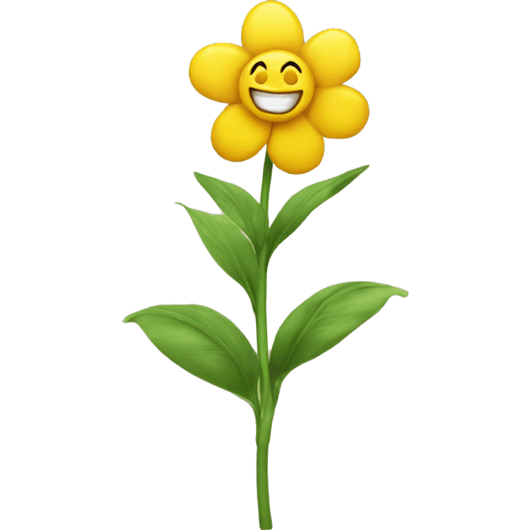 Yellow Flower with smiling face emoji