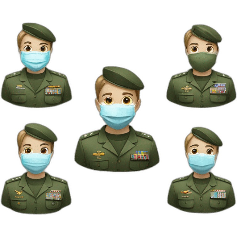 a military Head Portraits in a Medical masks emoji