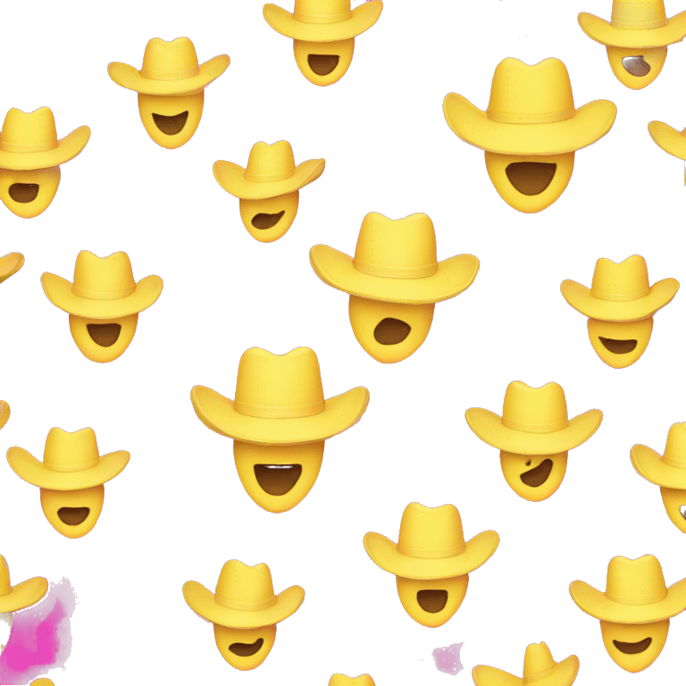 Happy pink cowboy hat yellow face emoji