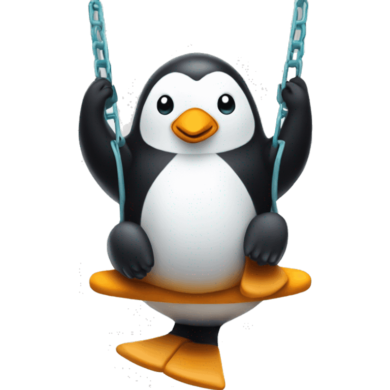 Penguin sitting on a playground swing emoji