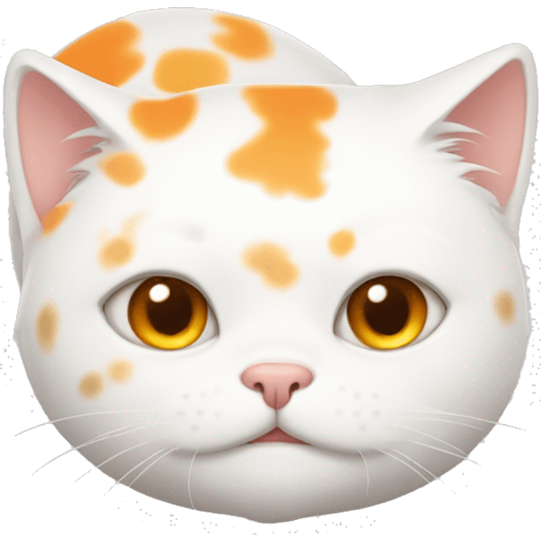 white cat with orange spots, fat emoji