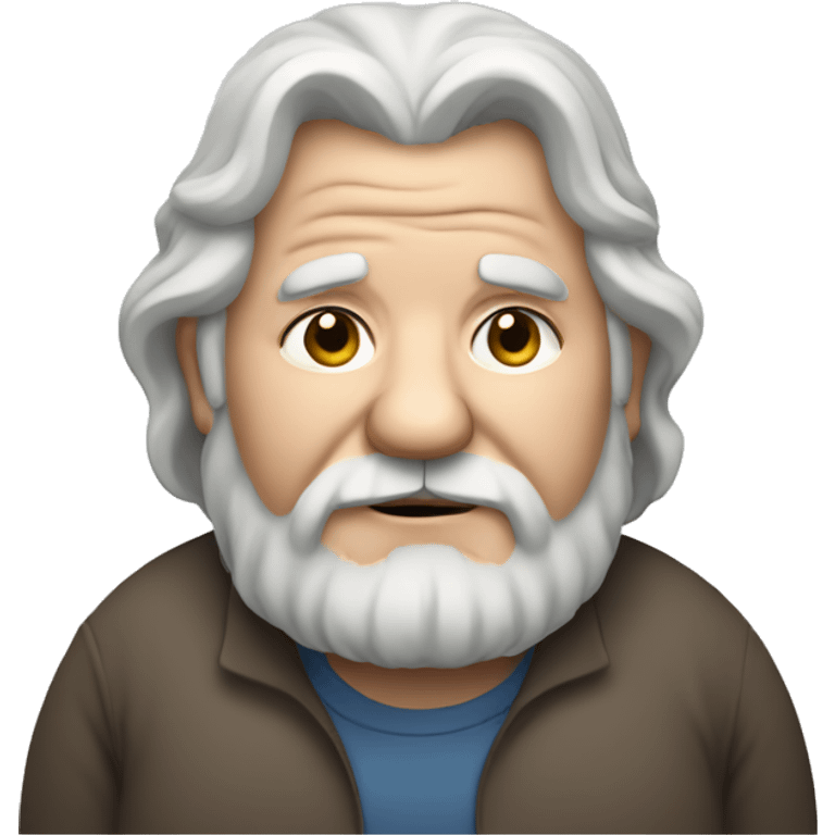 Obese, elderly man, beard, long hair emoji