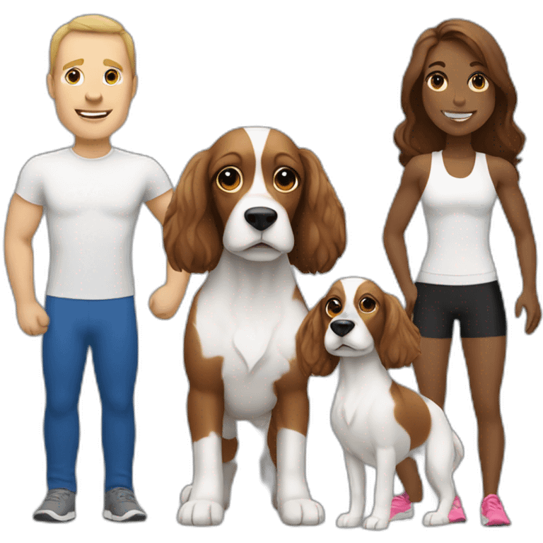 Sprinter spaniel with white man and woman emoji