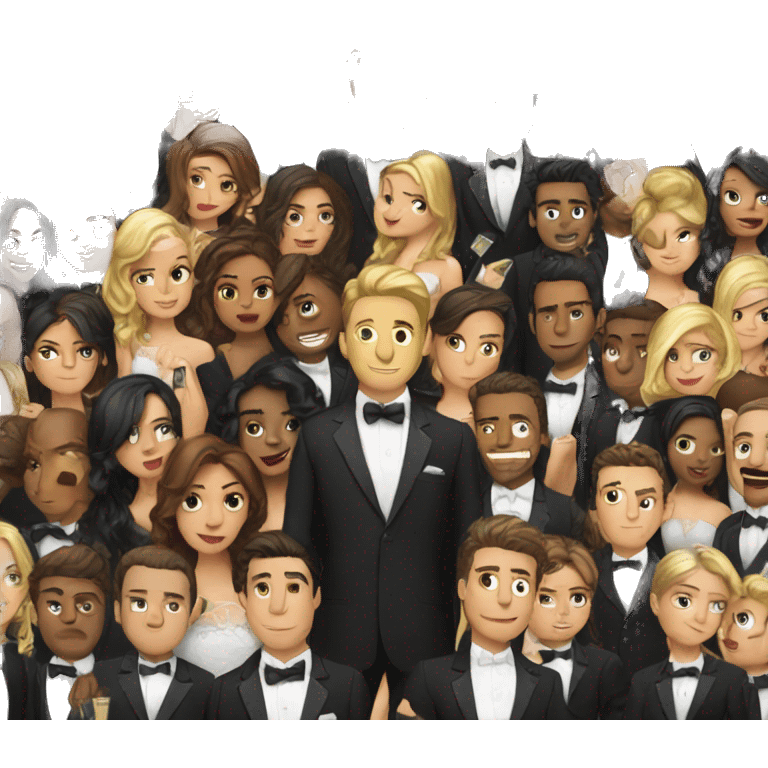 Hot friends in black tie at a party emoji