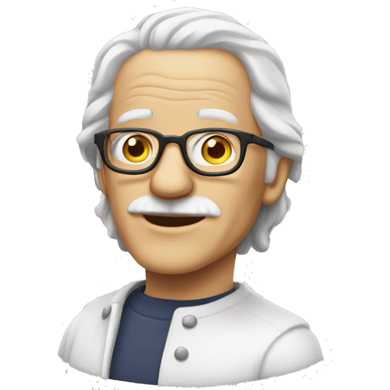 clean shaven white old man with glasses and  long hair emoji