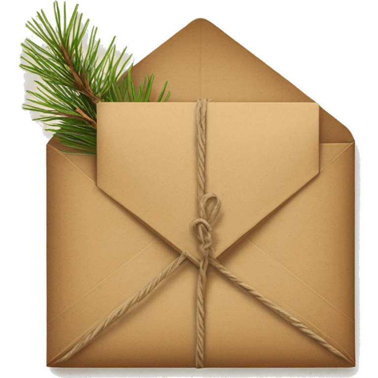 Light brown envelope wrapped in twine with pine emoji