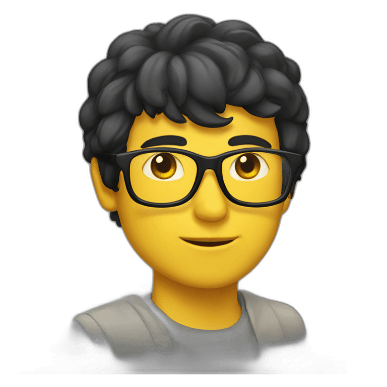 Man with yellow tinted glasses and black hair  emoji