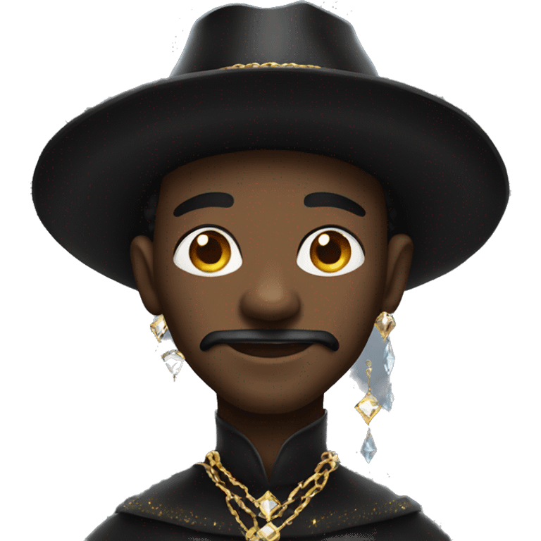 rich black magician, wearing diamond chains emoji