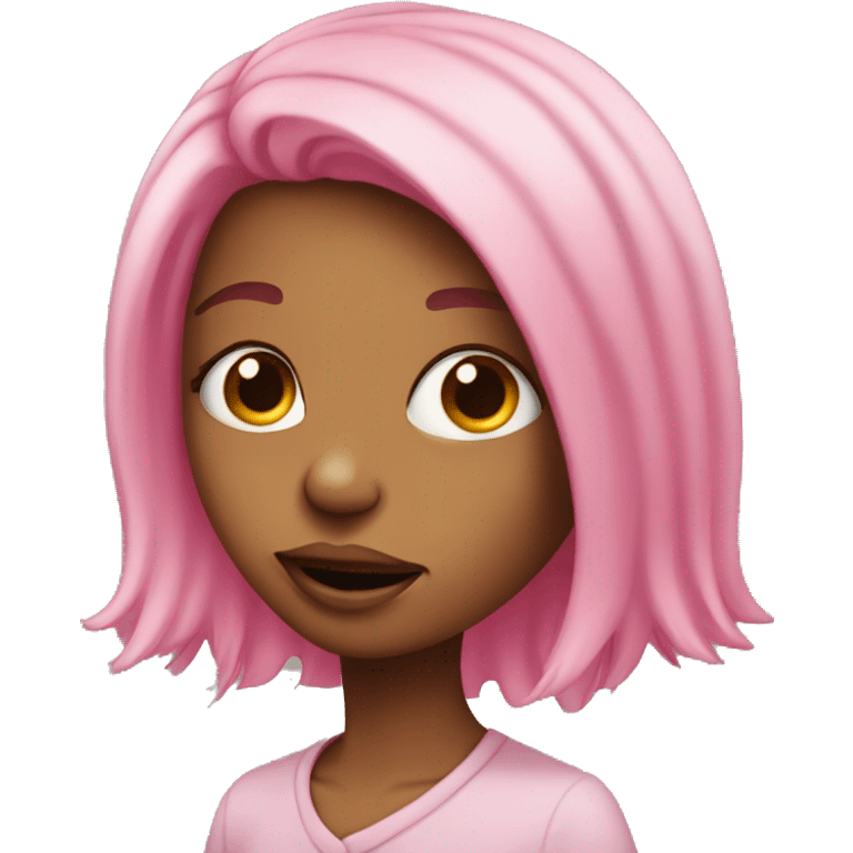 Crosseyed girl with pink hair sticking her tounge out emoji