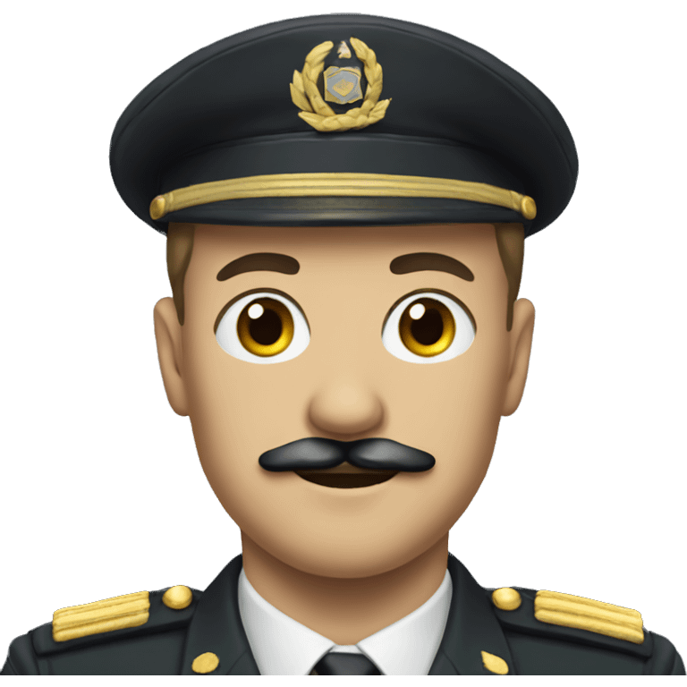 Man with military uniform with a square shaped mustache emoji